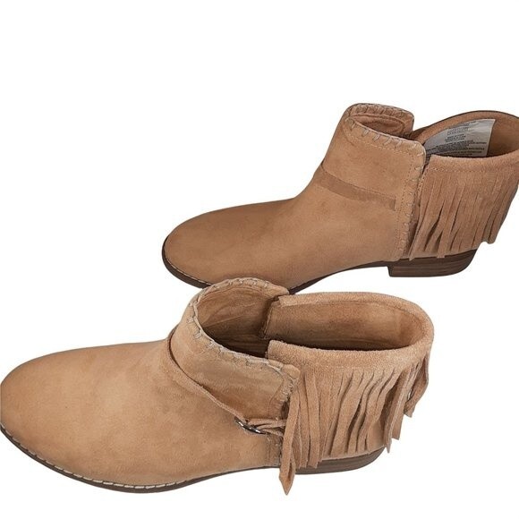American Eagle Outfitters Tan Suede Booties with Fringe Size 8.5 Great Condition - Picture 4 of 10